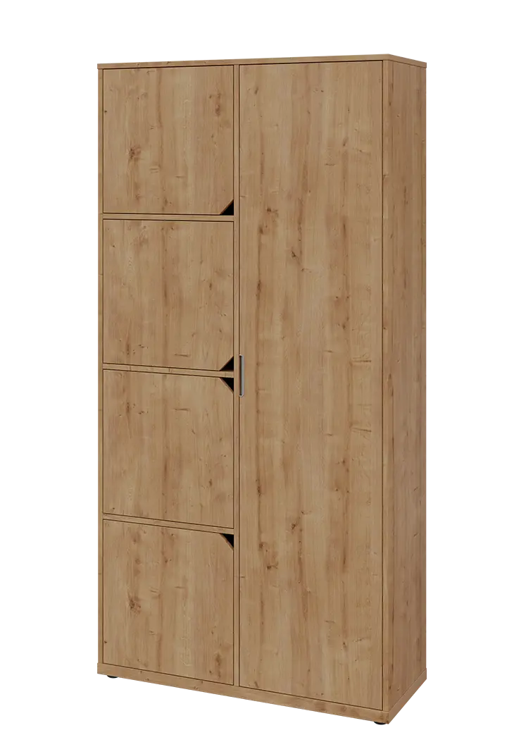 KSR6-82 P skříň šatní, 1x výsuvné ramínko, 4x dvířka, 2053x1022x400 mm, provedení pravé, dub lite